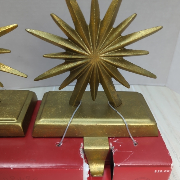 Wondershop Distressed Gold Starburst Christmas Stocking Holder set 2 - Picture 3 of 11